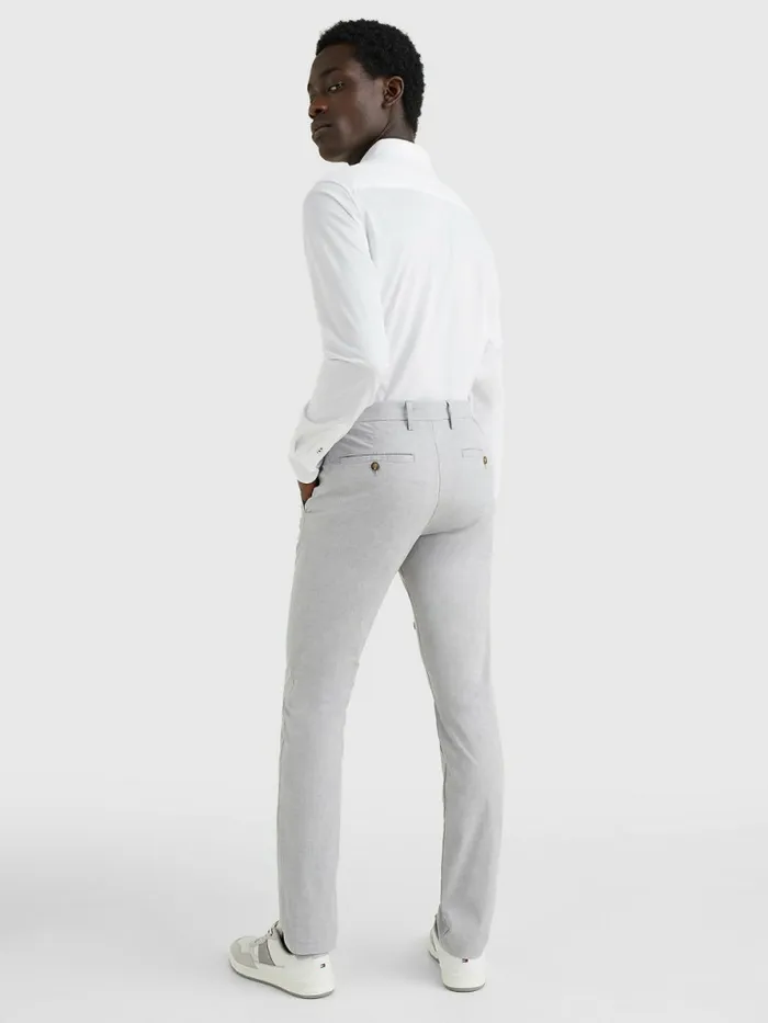 Tommy Hilfiger Bleecker Wool Look Slim Fit Trousers Light Grey Heather Mens Trousers