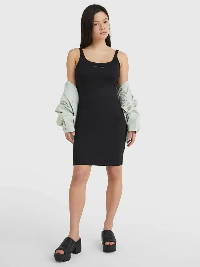 Tommy Hilfiger Bodycon Low Back Dress Black Womens Dresses and Jumpsuits Fashion