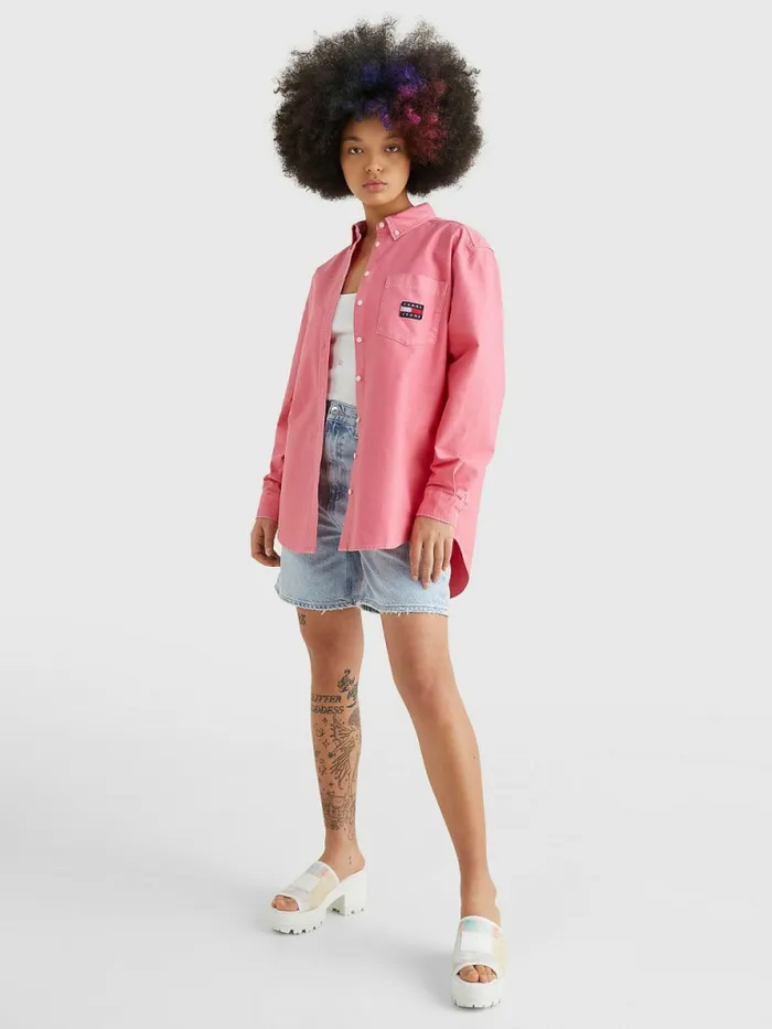 Tommy Hilfiger Boyfriend Fit Shirt Garden Rose Womens Shirts and Blouses On Sale