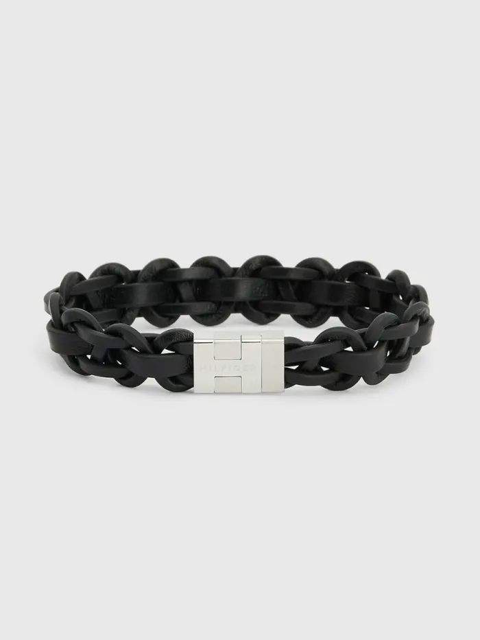 Tommy Hilfiger Braided Black Leather Bracelet Black Mens Jewellery and Cufflinks Tommy Hilfiger Braided Black Leather Bracelet Black Mens Jewellery and Cufflinks