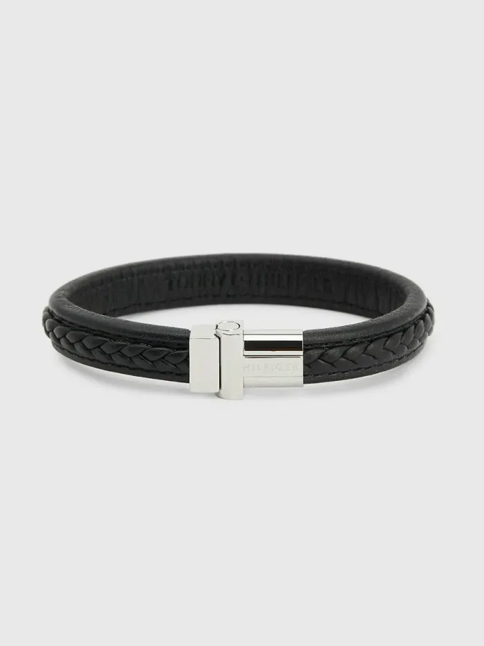 Tommy Hilfiger Braided Black Leather Magnetic Closure Bracelet Black Mens Jewellery and Cufflinks Tommy Hilfiger Braided Black Leather Magnetic Closure Bracelet Black Mens Jewellery and Cufflinks