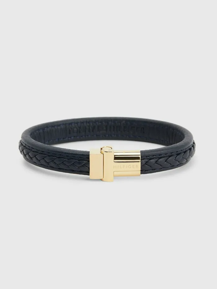 Tommy Hilfiger Braided Blue Leather Magnetic Closure Bracelet Navy Mens Jewellery and Cufflinks Tommy Hilfiger Braided Blue Leather Magnetic Closure Bracelet Navy Mens Jewellery and Cufflinks