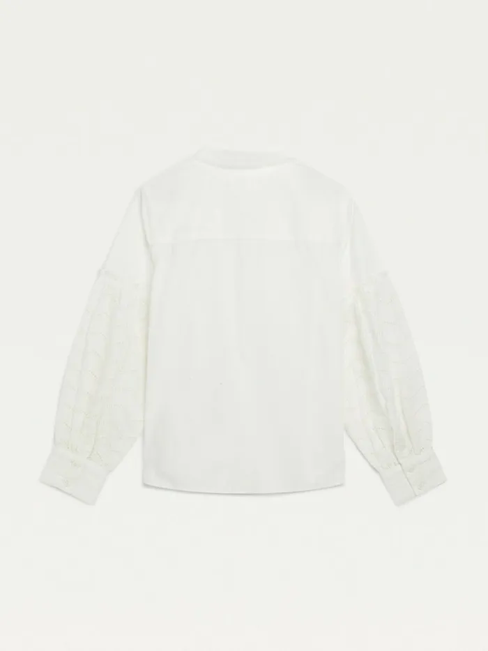 Tommy Hilfiger Broderie Anglaise Puff Sleeve Shirt Ecru Girls Tops and TShirts Gift for Friend