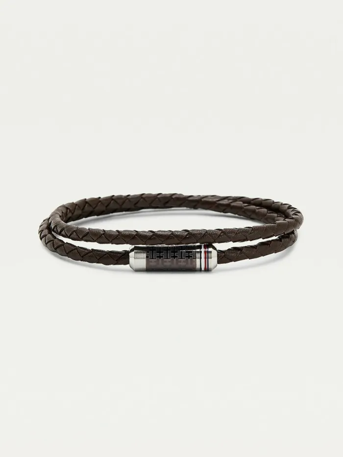 Tommy Hilfiger Brown Braided Leather Wrap Bracelet Brown Leather Mens Jewellery and Cufflinks Tommy Hilfiger Brown Braided Leather Wrap Bracelet Brown Leather Mens Jewellery and Cufflinks