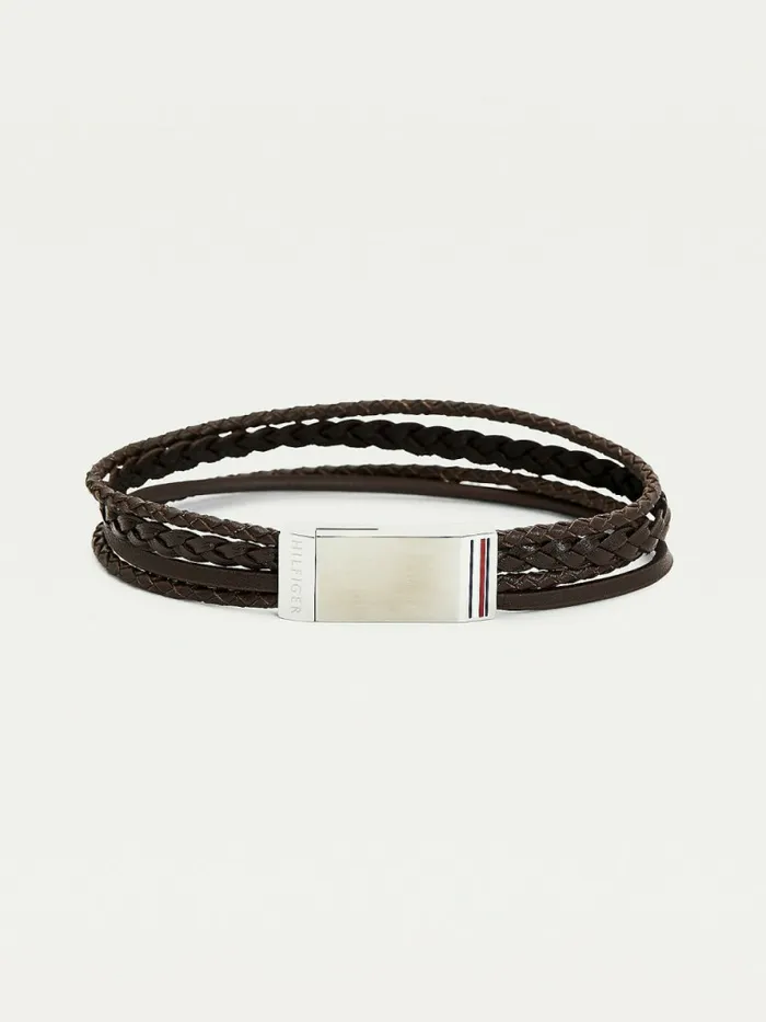 Tommy Hilfiger Brown Leather Multi Wrap Plaque Bracelet Brown Leather Mens Jewellery and Cufflinks Tommy Hilfiger Brown Leather Multi Wrap Plaque Bracelet Brown Leather Mens Jewellery and Cufflinks