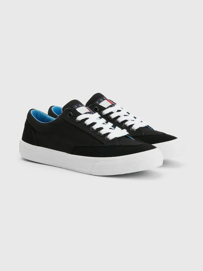 Tommy Hilfiger Canvas Vulcanised Low Top Trainers Black Womens Trainers Popular Tommy Hilfiger Canvas Vulcanised Low Top Trainers Black Womens Trainers Popular