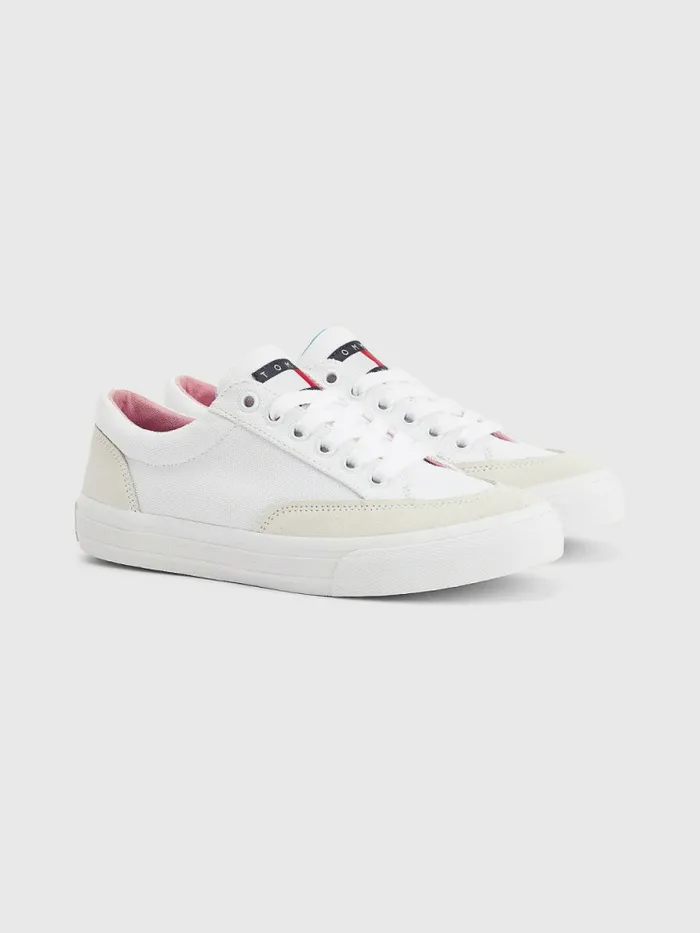 Tommy Hilfiger Canvas Vulcanised Low Top Trainers White Womens Trainers Cheap On Sale Tommy Hilfiger Canvas Vulcanised Low Top Trainers White Womens Trainers Cheap On Sale