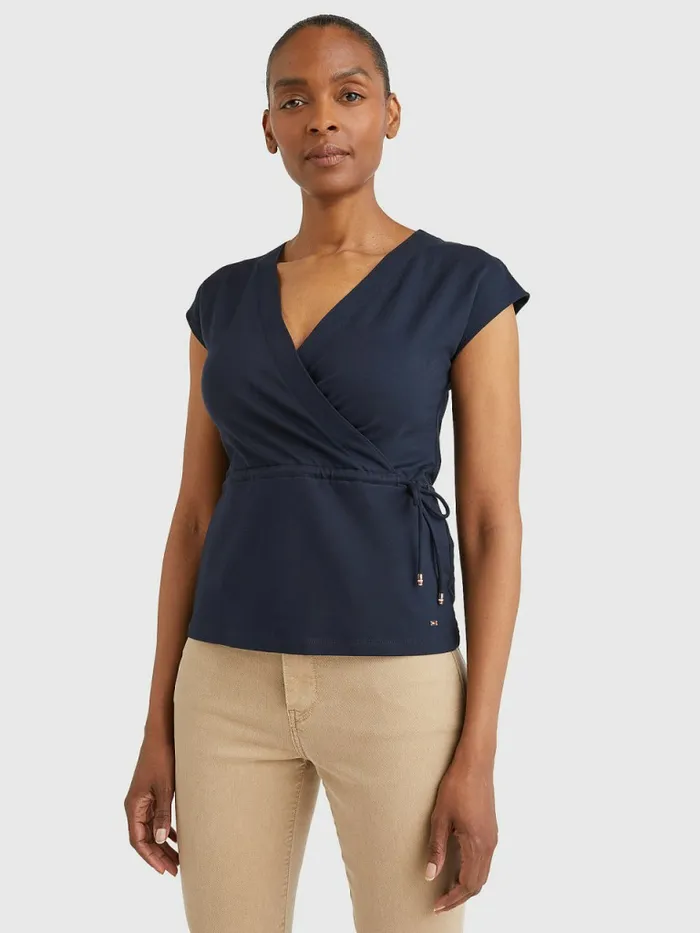 Tommy Hilfiger Cap Sleeve Wrap TShirt Desert Sky Womens TShirts Gift 4 You