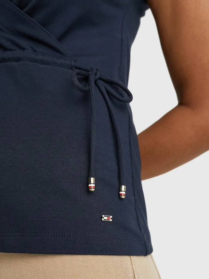Tommy Hilfiger Cap Sleeve Wrap TShirt Desert Sky Womens TShirts Gift 4 You