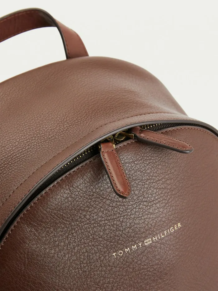 Tommy Hilfiger Casual Leather Backpack Dark Tan Mens Bags Gift Ideas