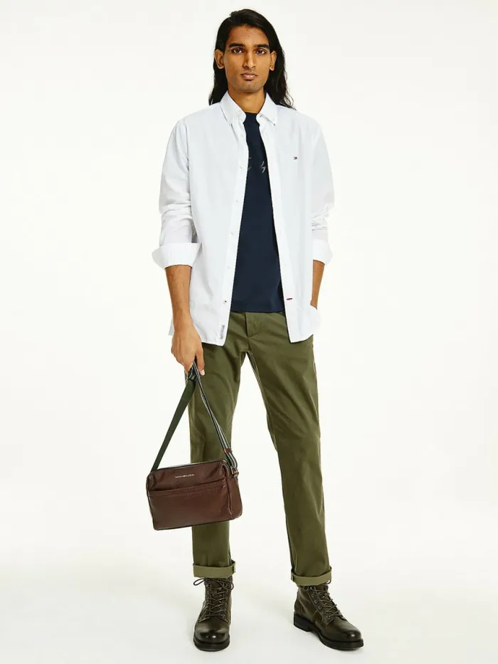 Tommy Hilfiger Casual Leather Reporter Bag Dark Tan Mens Bags On Sale