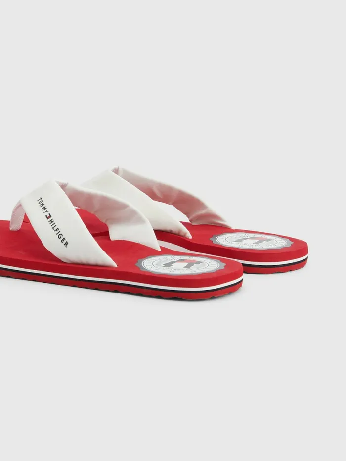 Tommy Hilfiger Chambray Strap FlipFlops Ecru Mens Sandals Sliders and Flip Flops Popular