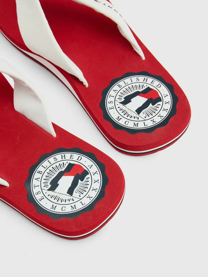 Tommy Hilfiger Chambray Strap FlipFlops Ecru Mens Sandals Sliders and Flip Flops Popular
