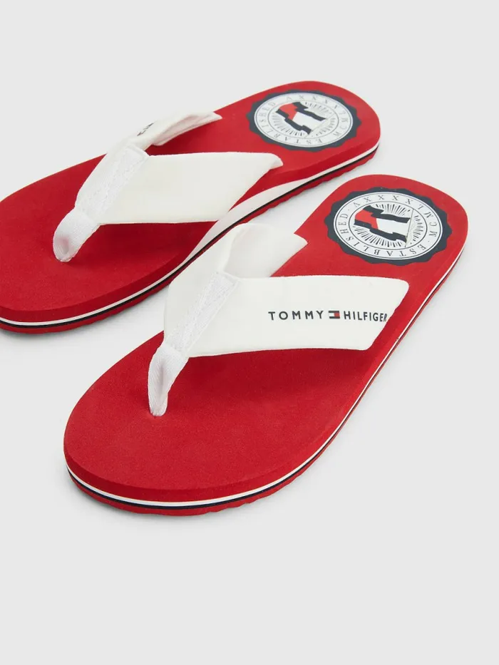 Tommy Hilfiger Chambray Strap FlipFlops Ecru Mens Sandals Sliders and Flip Flops Popular