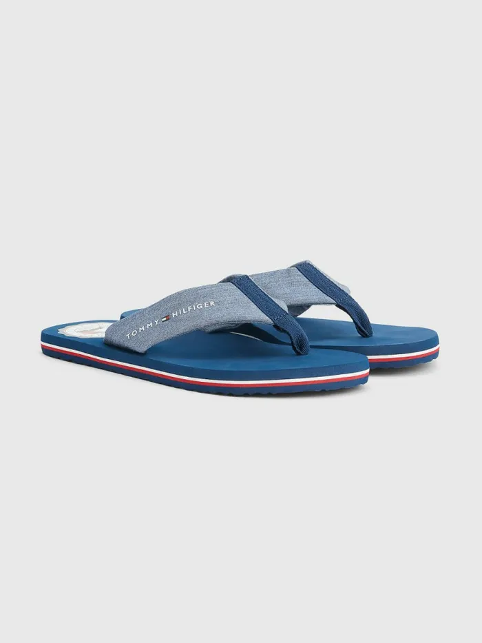 Tommy Hilfiger Chambray Strap FlipFlops Twilight Indigo Mens Sandals Sliders and Flip Flops Popular Tommy Hilfiger Chambray Strap FlipFlops Twilight Indigo Mens Sandals Sliders and Flip Flops Popular