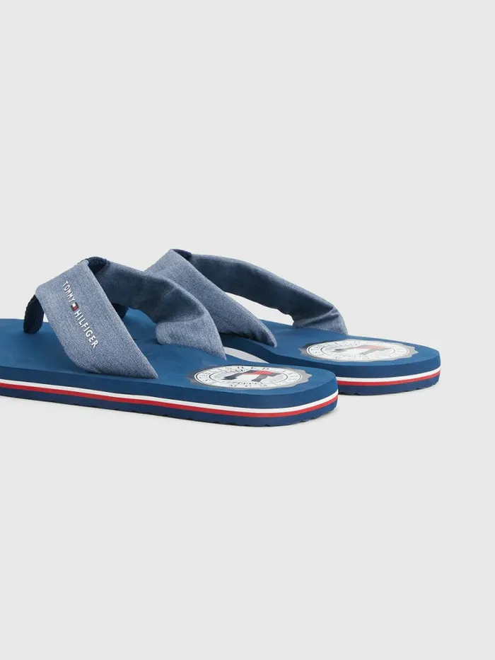 Tommy Hilfiger Chambray Strap FlipFlops Twilight Indigo Mens Sandals Sliders and Flip Flops Popular