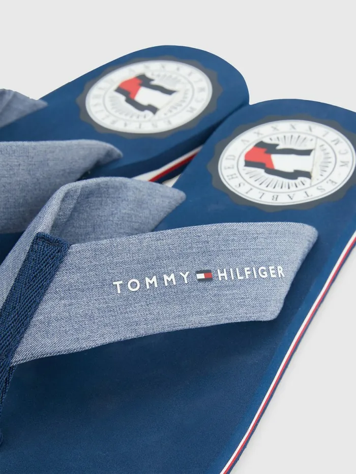 Tommy Hilfiger Chambray Strap FlipFlops Twilight Indigo Mens Sandals Sliders and Flip Flops Popular