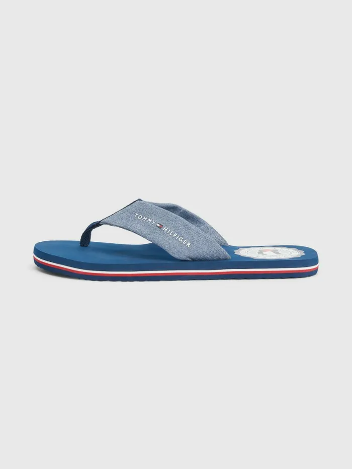 Tommy Hilfiger Chambray Strap FlipFlops Twilight Indigo Mens Sandals Sliders and Flip Flops Popular