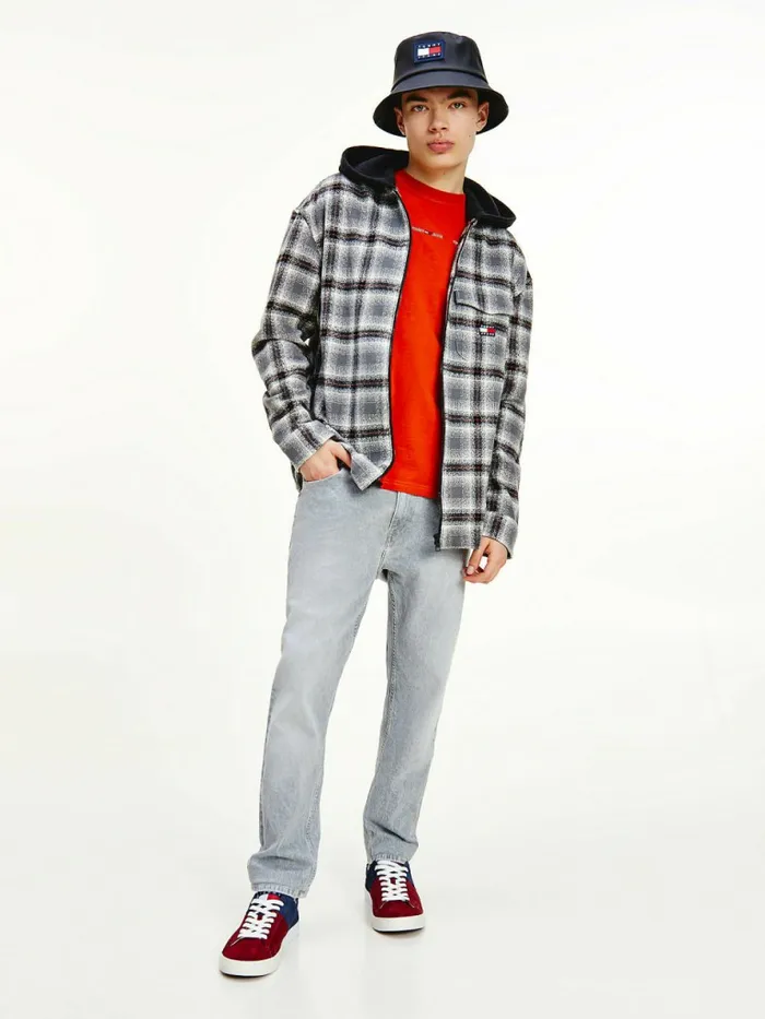 Tommy Hilfiger Check Organic Cotton Hooded Overshirt BlackMulti Mens Shirts Online Tommy Hilfiger Check Organic Cotton Hooded Overshirt BlackMulti Mens Shirts Online