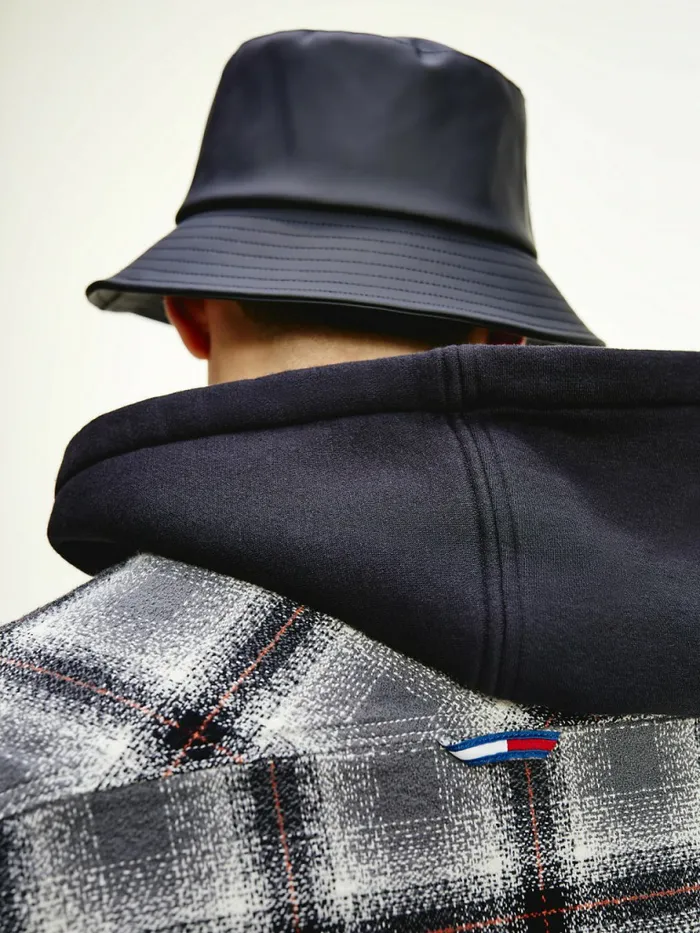 Tommy Hilfiger Check Organic Cotton Hooded Overshirt BlackMulti Mens Shirts Online
