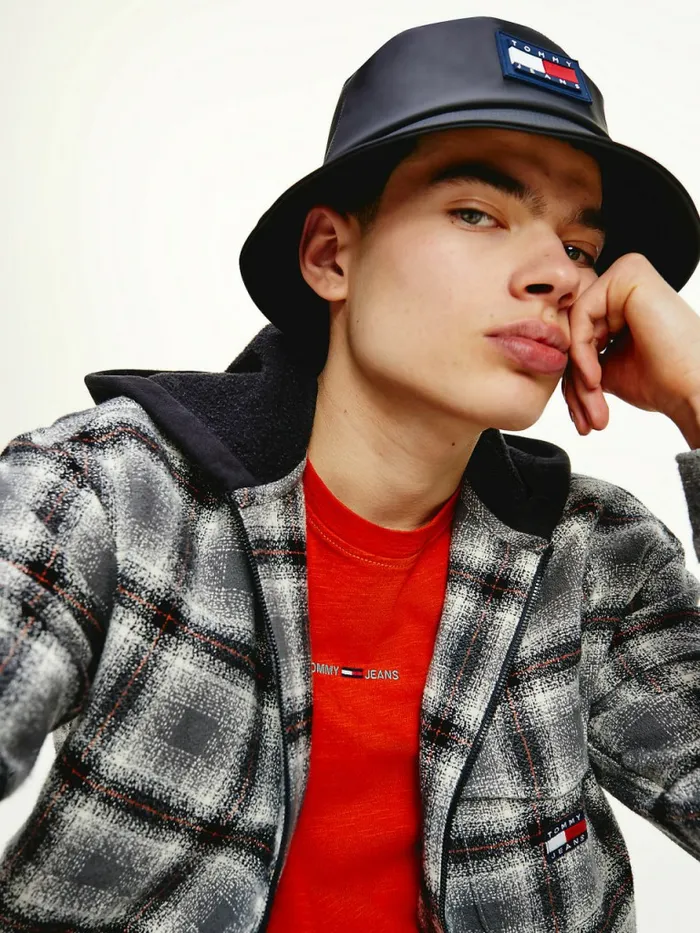 Tommy Hilfiger Check Organic Cotton Hooded Overshirt BlackMulti Mens Shirts Online
