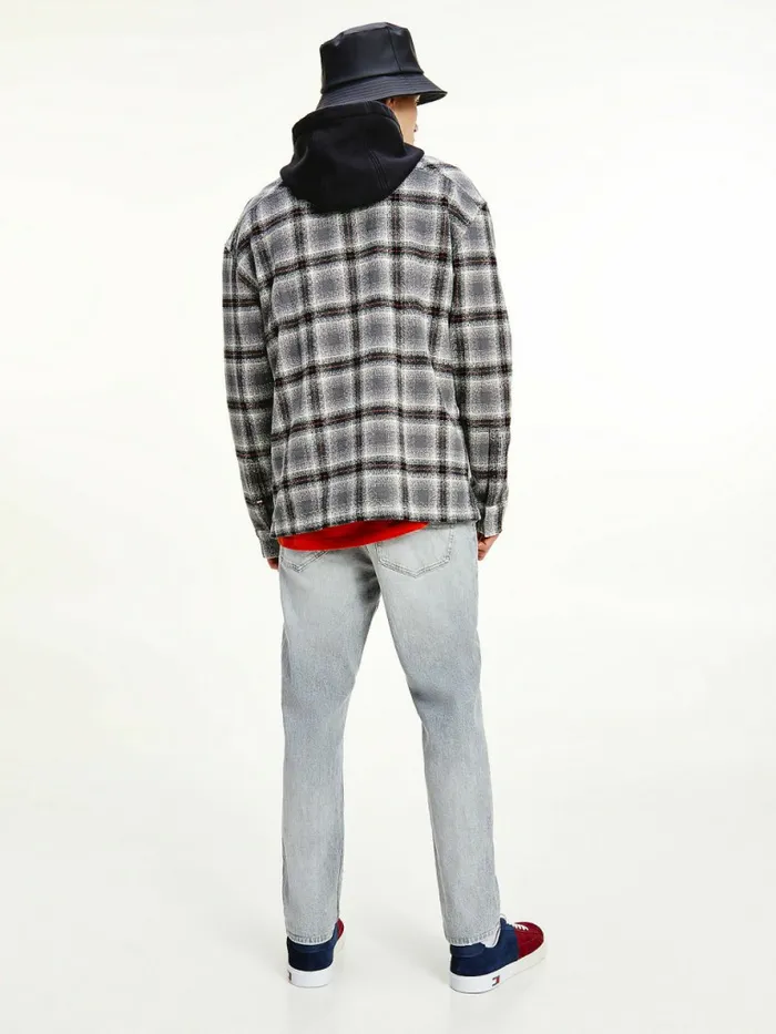Tommy Hilfiger Check Organic Cotton Hooded Overshirt BlackMulti Mens Shirts Online