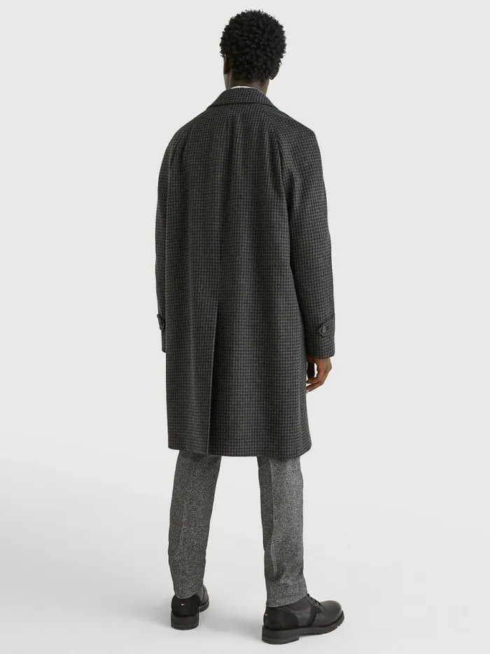 Tommy Hilfiger Check Wool Blend Slim Fit Coat Grey Mens Coats and Jackets Gift 4 You