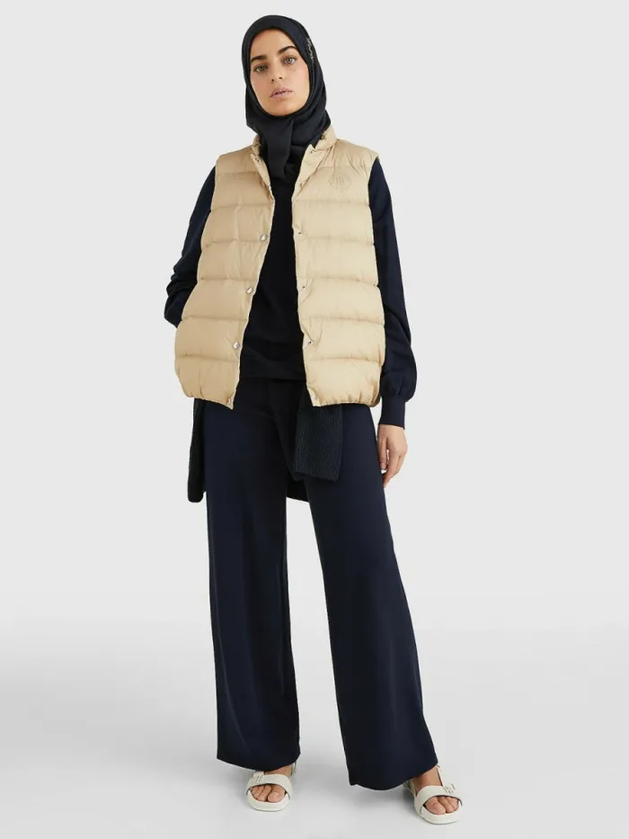 Tommy Hilfiger Chic DownFilled Vest Beige Womens Coats and Jackets Near Me