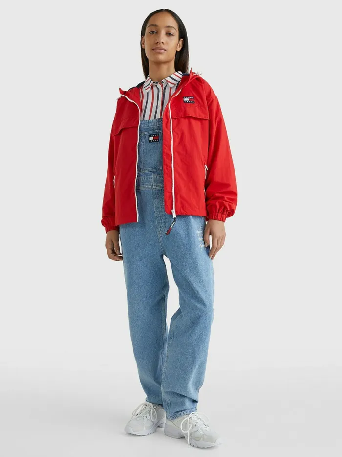 Tommy Hilfiger Chicago Hooded Windbreaker Deep Crimson Womens Coats and Jackets For Sale