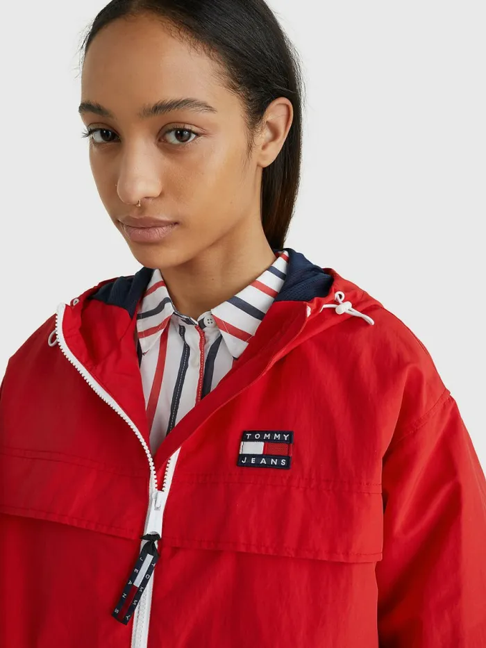 Tommy Hilfiger Chicago Hooded Windbreaker Deep Crimson Womens Coats and Jackets For Sale