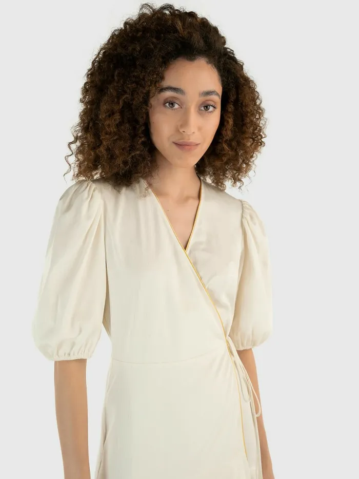 Tommy Hilfiger Chintzed Poplin Wrap Dress Ivory Womens Dresses and Jumpsuits Gift 4 You