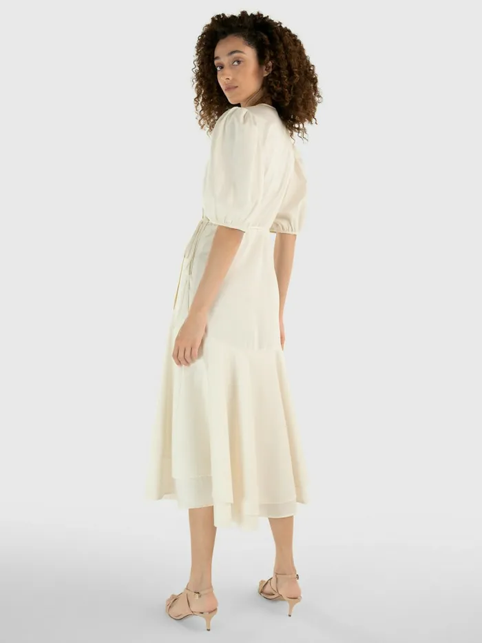 Tommy Hilfiger Chintzed Poplin Wrap Dress Ivory Womens Dresses and Jumpsuits Gift 4 You