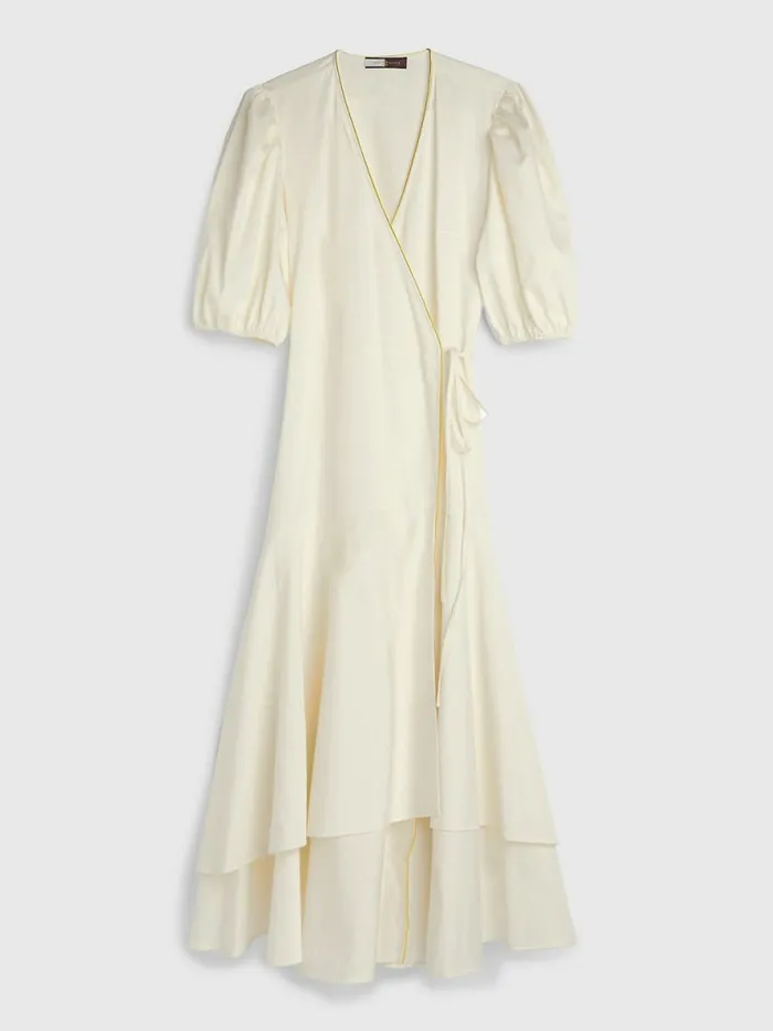 Tommy Hilfiger Chintzed Poplin Wrap Dress Ivory Womens Dresses and Jumpsuits Gift 4 You