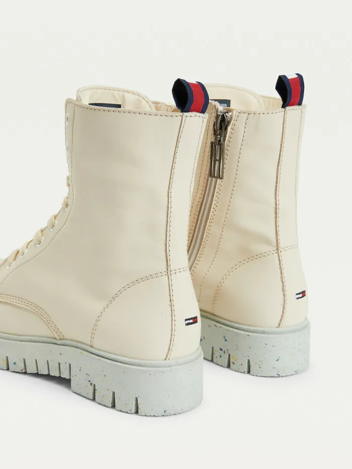 Tommy Hilfiger Chunky Cleat LaceUp Boots Ivory Womens Boots Popular