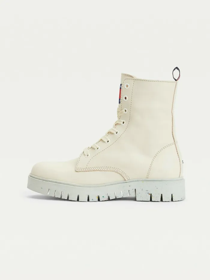 Tommy Hilfiger Chunky Cleat LaceUp Boots Ivory Womens Boots Popular