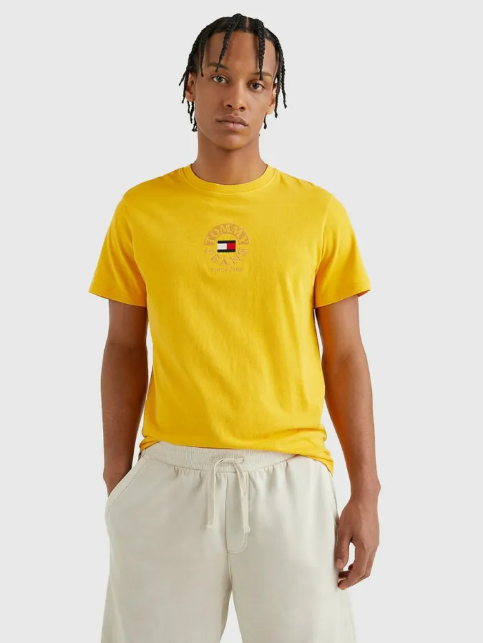 Tommy Hilfiger Circle Logo TShirt Prairie Yellow Mens TShirts Gift 4 You