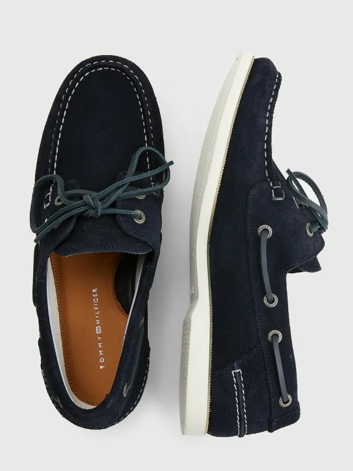 Tommy Hilfiger Classic Suede Boat Shoes Desert Sky Mens Boots Popular