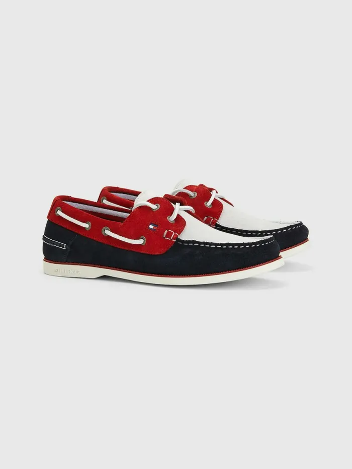 Tommy Hilfiger Classic Suede Boat Shoes Rwb Mens Casual Shoes Casaul