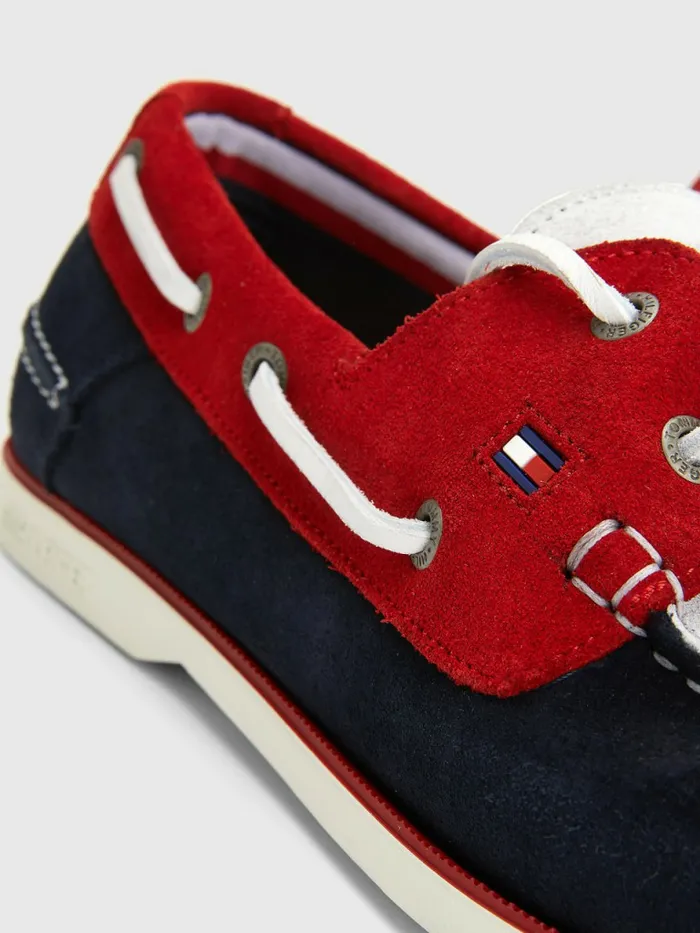 Tommy Hilfiger Classic Suede Boat Shoes Rwb Mens Casual Shoes Casaul