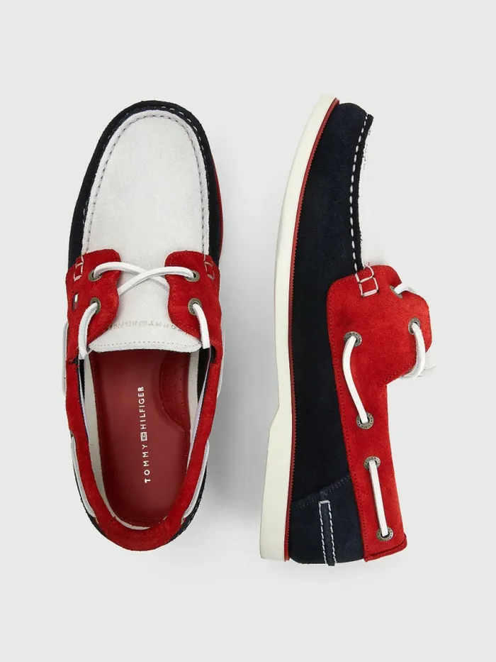 Tommy Hilfiger Classic Suede Boat Shoes Rwb Mens Casual Shoes Casaul