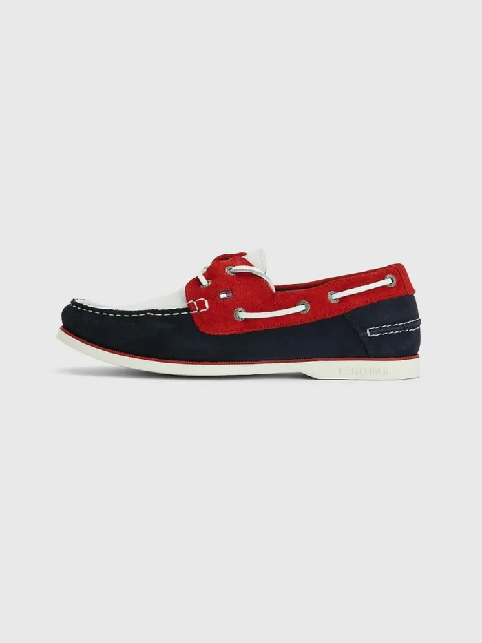 Tommy Hilfiger Classic Suede Boat Shoes Rwb Mens Casual Shoes Casaul
