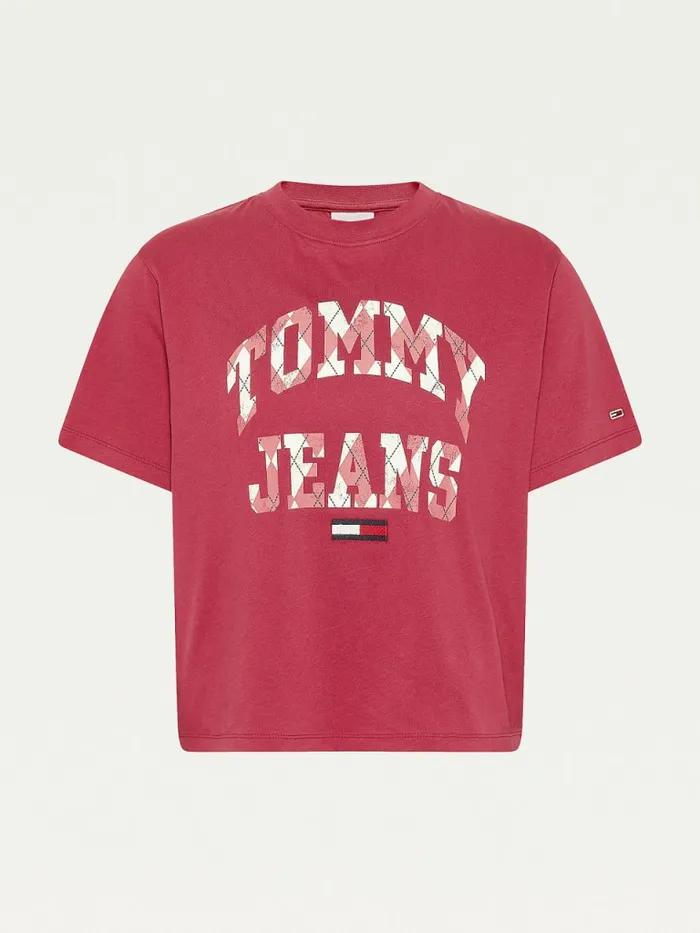 Tommy Hilfiger Classics Argyle TShirt Cranberry Crush Womens TShirts Fashion
