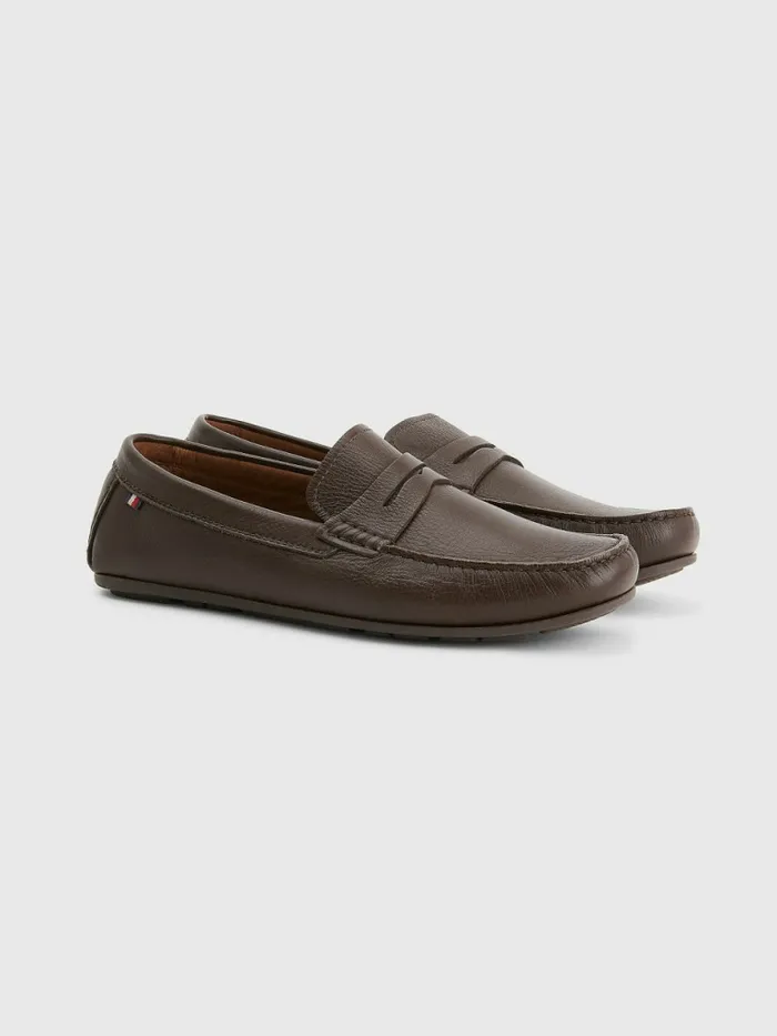 Tommy Hilfiger Classics Leather Driving Shoes Cocoa Mens Formal Shoes and Brogues Cheap On Sale