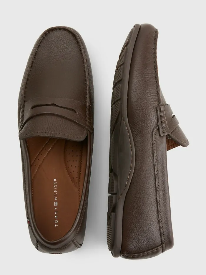 Tommy Hilfiger Classics Leather Driving Shoes Cocoa Mens Formal Shoes and Brogues Cheap On Sale