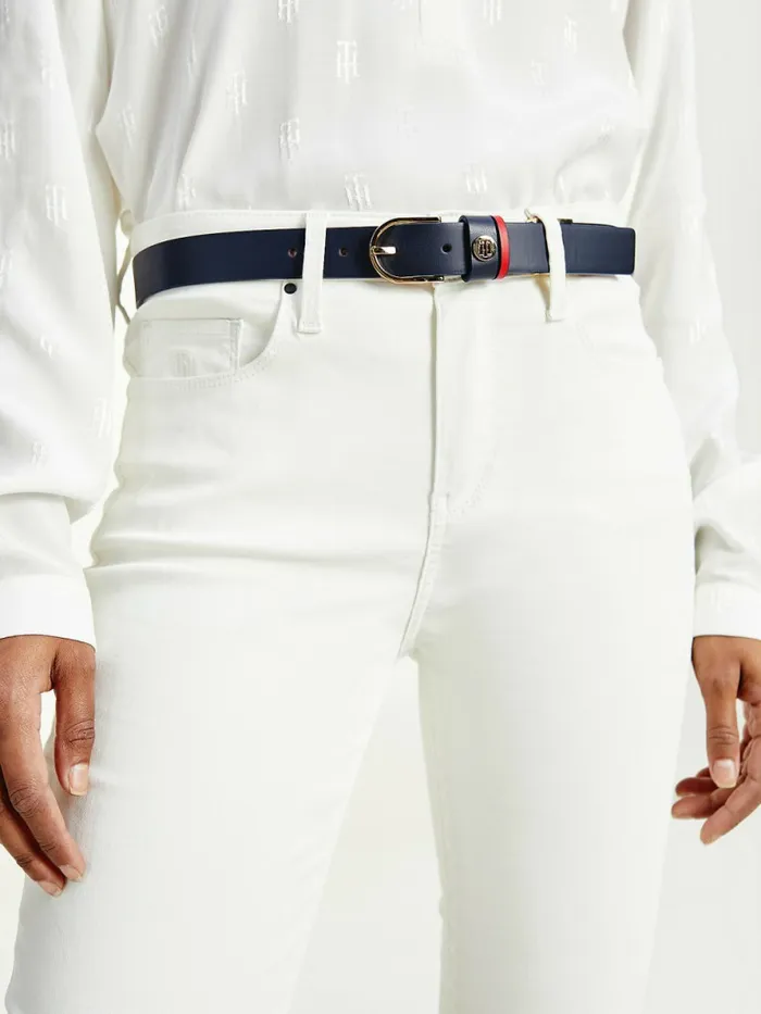 Tommy Hilfiger Classics Reversible Organic Leather Belt Desert Sky Primary Red Mix Womens Belts For Sale