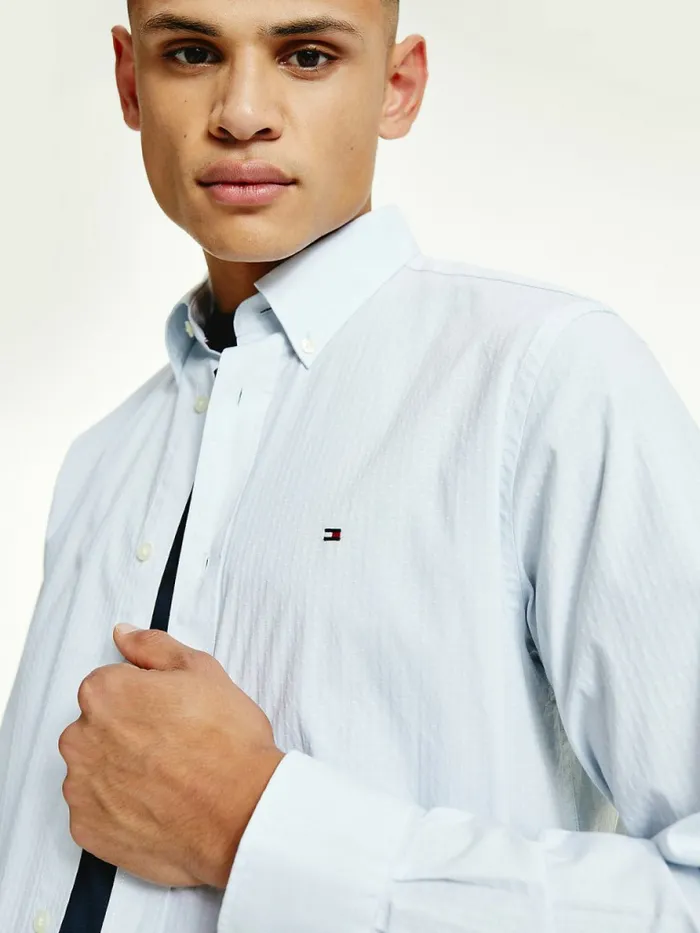Tommy Hilfiger Classics Th Flex Regular Fit Shirt Breezy Blue Mens Shirts Fashion