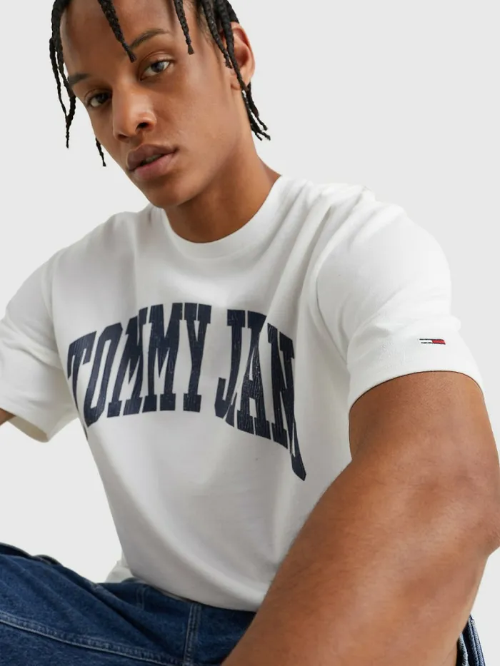 Tommy Hilfiger College Logo TShirt White Mens TShirts Fashion