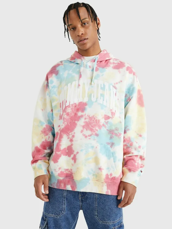 Tommy Hilfiger College Logo TieDye Hoody Bold Tie Dye Aop Mens Sweatshirts and Hoodies Casaul Tommy Hilfiger College Logo TieDye Hoody Bold Tie Dye Aop Mens Sweatshirts and Hoodies Casaul