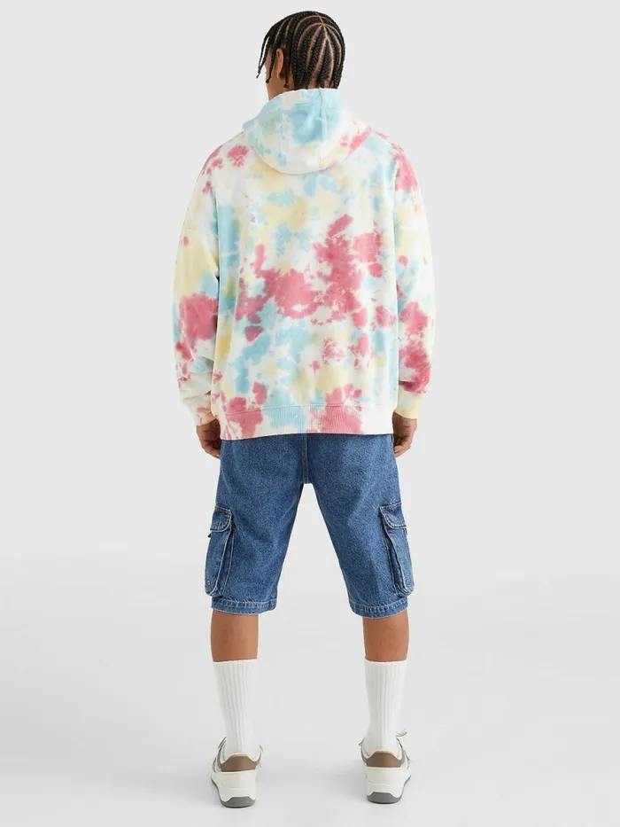Tommy Hilfiger College Logo TieDye Hoody Bold Tie Dye Aop Mens Sweatshirts and Hoodies Casaul