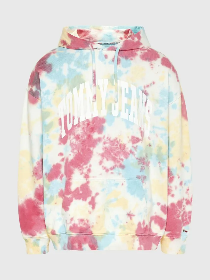 Tommy Hilfiger College Logo TieDye Hoody Bold Tie Dye Aop Mens Sweatshirts and Hoodies Casaul